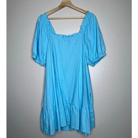 Stoney Clover x Target Puff Sleeve Square Neck Ruffle Mini Dress Blue L - Picture 7 of 7